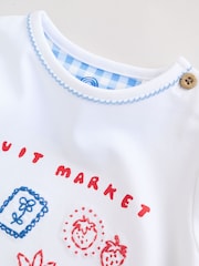 White Picnic - Short Sleeve Baby Top and Short Set 2 Piece (0mths-2yrs) - Imaginea 9 din 13