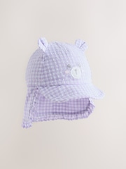 Purple Gingham Baby Embroidered Bear Legionnaire Hat (0mths-2yrs) - Image 1 of 3