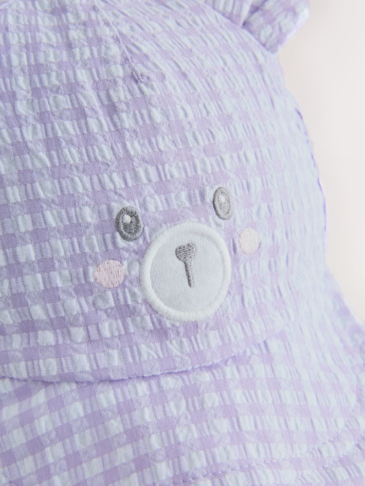 בצבע סגול בדוגמת ג'ינגהם - Baby Embroidered Bear Legionnaire Hat (0mths-2yrs) - תמונה 2 מתוך 3 בצבע סגול בדוגמת ג'ינגהם - Baby Embroidered Bear Legionnaire Hat (0mths-2yrs) - תמונה 2 מתוך 3