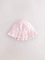 Pink Floral and Gingham Baby Woven Bucket Hats 2 Pack (0mths-2yrs) - Image 3 of 5