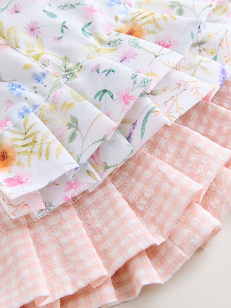 Pink Floral and Gingham Baby Woven Bucket Hats 2 Pack (0mths-2yrs) - Image 5 of 5