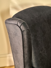 Monza Faux Leather Peppercorn Brown Sherlock Highback Armchair - Image 3 of 11