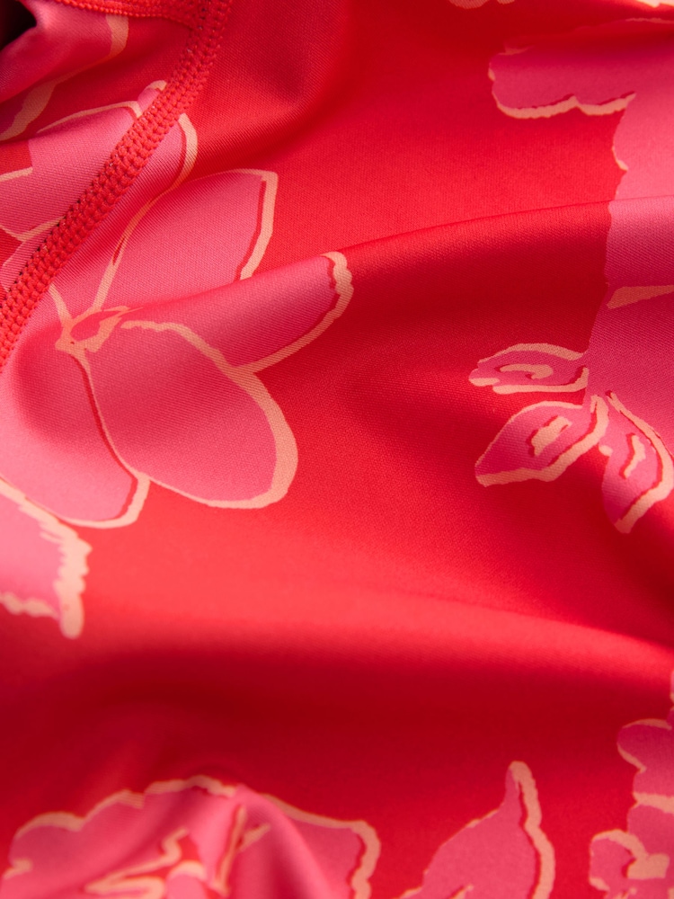 Red Floral Print Active Power Sports Capri Leggings - Image 3 of 3 Red Floral Print Active Power Sports Capri Leggings - Image 3 of 3