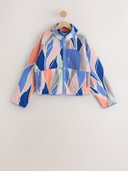 Blue Abstract Print Active Zip Through Sports Fleece - Image 6 of 10