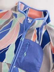 Blue Abstract Print Active Zip Through Sports Fleece - Image 7 of 10