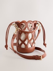Tan Brown Laser Cut Out Phone Bag - Image 5 of 9