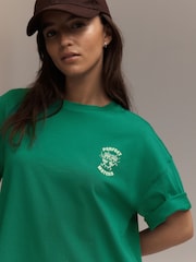 បៃតង - អាវយឺតកប្បាសទំហំធំមានក្រាហ្វិក - រូបភាព 5 នៃ 9