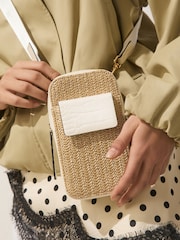 טבעי - Raffia-Effect Phone Bag - תמונה 3 מתוך 8