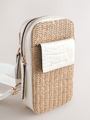 טבעי - Raffia-Effect Phone Bag - תמונה 7 מתוך 8