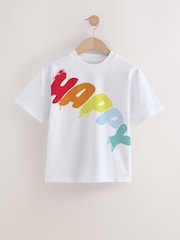 Little Bird by Jools Oliver Multi 3 Pack Happy Slogan Short Sleeve Cotton T-Shirts - Image 3 of 4