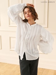 Crème - Chemisier Laura Ashley manches longues à volants - Image 12 de 12