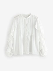 Laura Ashley Cream Ruffle Sleeve Long Sleeve Blouse - Image 6 of 11