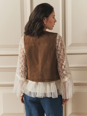 Laura Ashley Suede Waistcoat Jacket - תמונה 4 מתוך 7