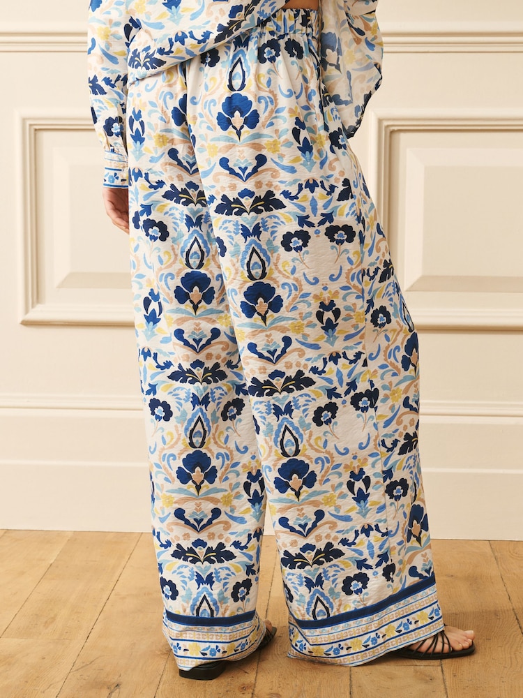 Laura Ashley Blue Waxton Print Coord Trousers - Image 3 of 3