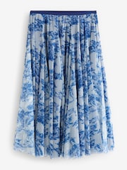 Bleumarin/Alb - Laura Ashley Goday Mesh Full Midi Skirt - Imaginea 7 din 9