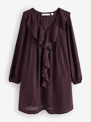 Schokoladenbraun - Laura Ashley Boho-Minikleid mit Rüschen - Bild 6 von 8