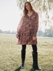 Laura Ashley Pink Henwood Bloom Ruffle Boho Mini Dress - Image 2 of 10