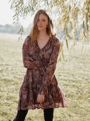 Laura Ashley Pink Henwood Bloom Ruffle Boho Mini Dress - Image 4 of 10