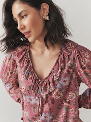 Laura Ashley Pink Henwood Bloom Ruffle Boho Mini Dress - Image 7 of 10