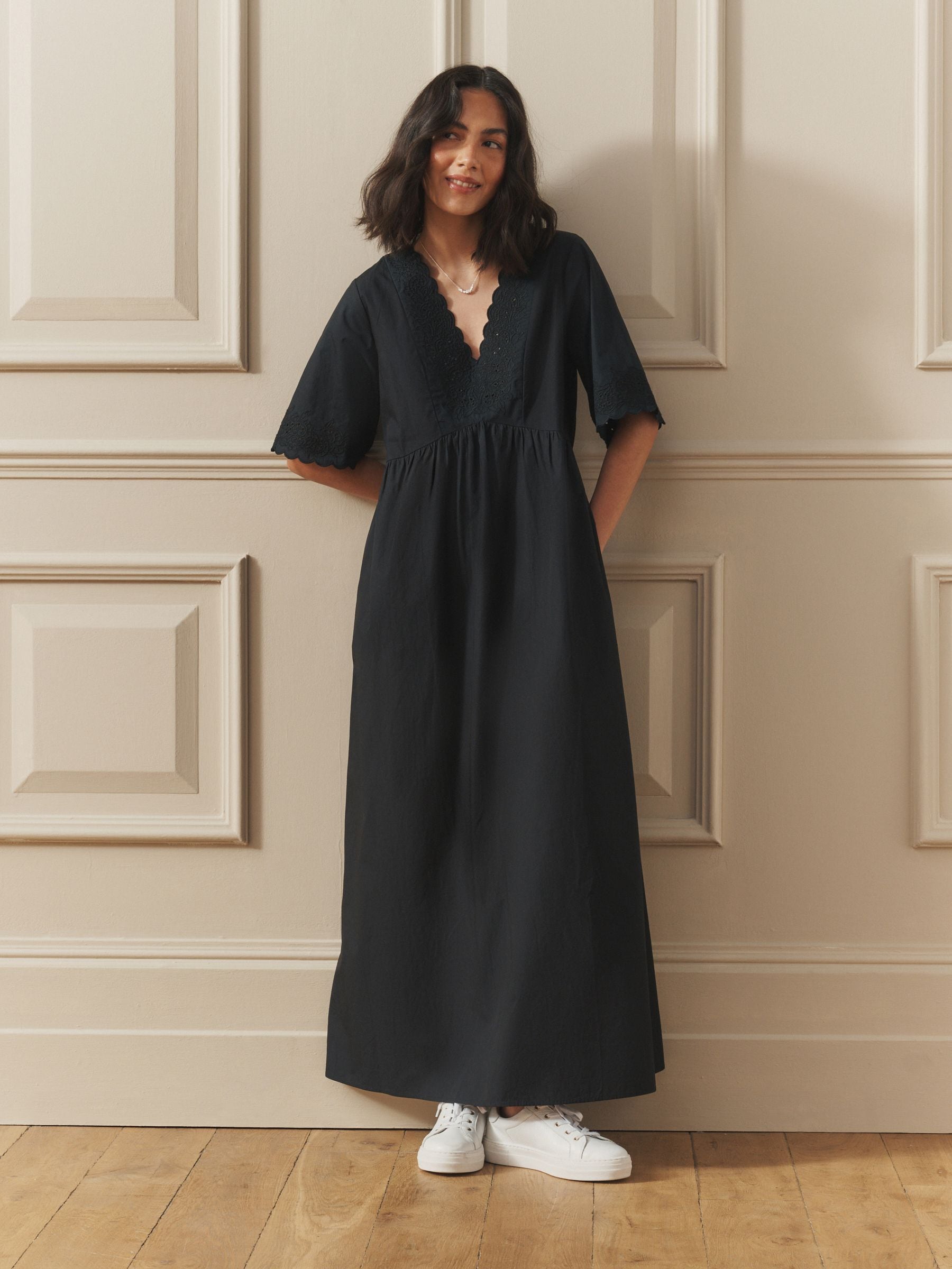 Buy Laura Ashley Black Broderie Cotton Midi Dress from the Next UK
