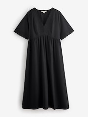 Schwarz - Laura Ashley Midi-Kleid aus Baumwolle mit Lochstickerei - Bild 1 von 4