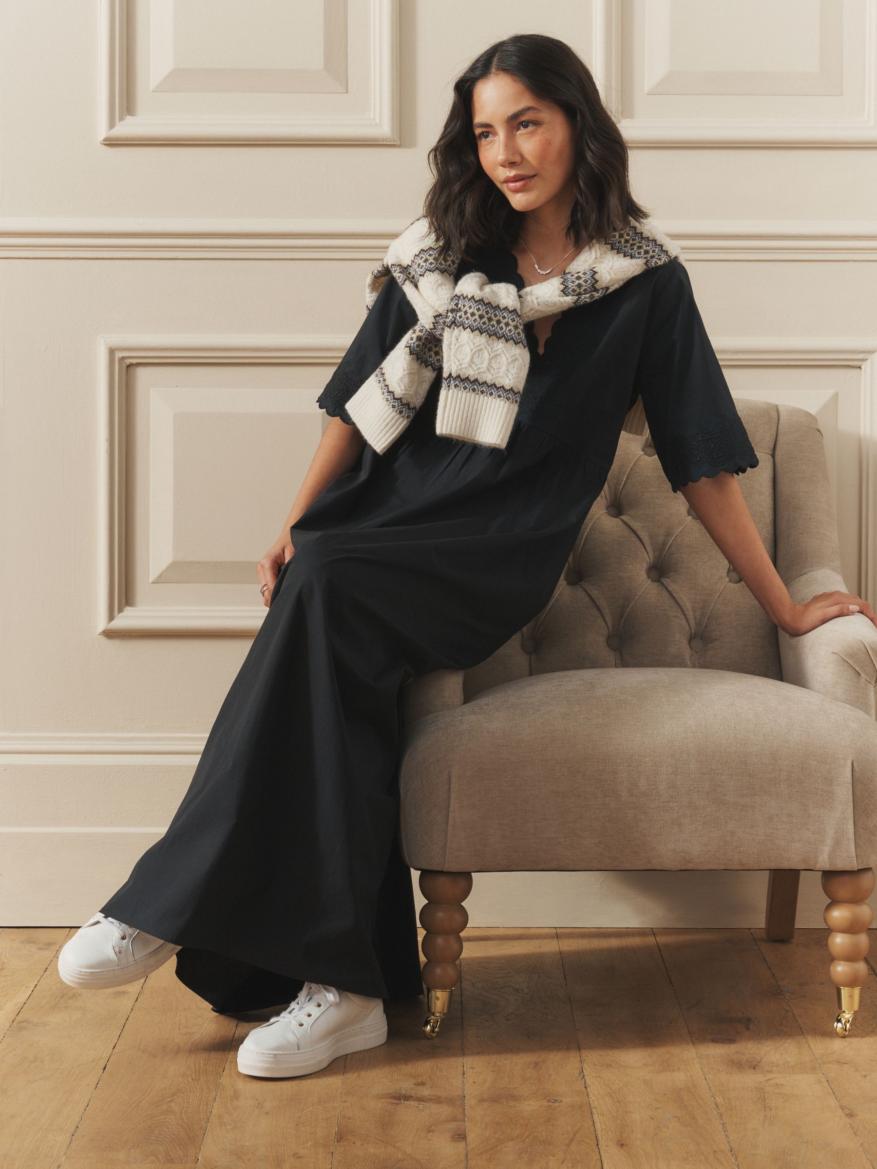 Buy Laura Ashley Black Broderie Cotton Midi Dress from Next