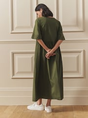 Khakigrün - Laura Ashley Midi-Kleid aus Baumwolle mit Lochstickerei - Bild 3 von 8