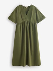 Khakigrün - Laura Ashley Midi-Kleid aus Baumwolle mit Lochstickerei - Bild 5 von 8