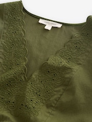 Khakigrün - Laura Ashley Midi-Kleid aus Baumwolle mit Lochstickerei - Bild 6 von 8