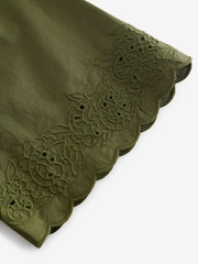 Khakigrün - Laura Ashley Midi-Kleid aus Baumwolle mit Lochstickerei - Bild 7 von 8