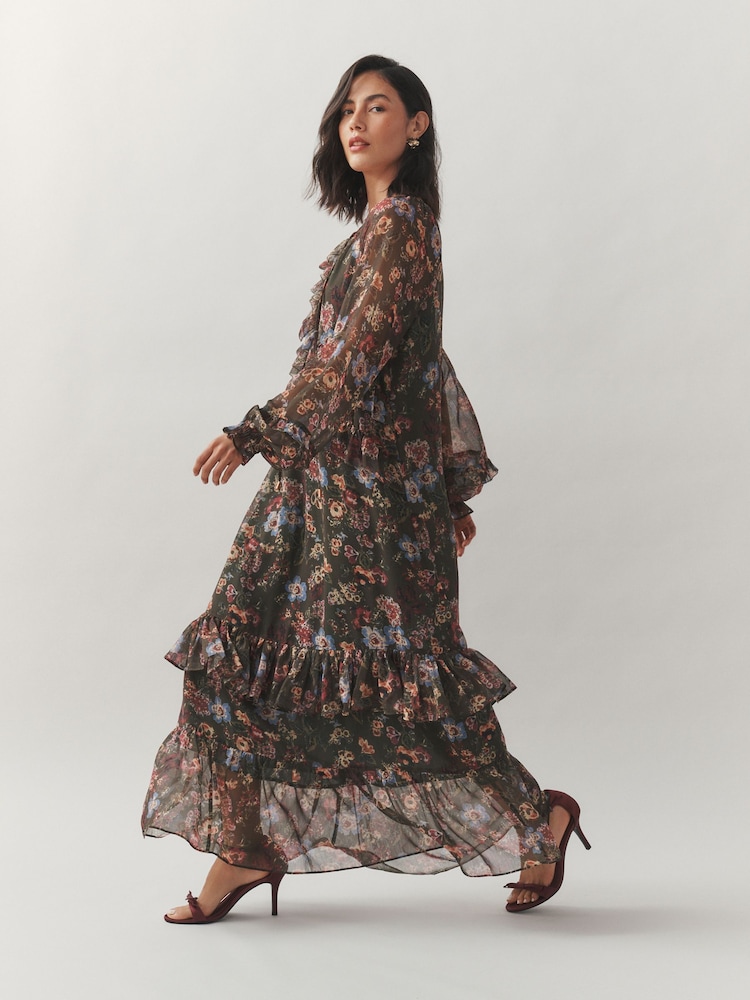 Laura Ashley Chiffon Ruffle Maxi Dress - Image 1 of 7