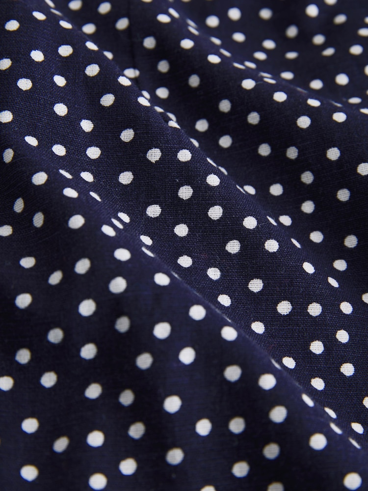 Laura Ashley Navy Spot Sailor Collar Mini Dress With Linen - Image 11 of 11