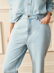 Laura Ashley Denim Daisy Embroidered Straight Jeans - Image 6 of 10