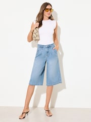 Friends Like These Mid Wash Denim Pleated Jeans - Image 1 of 3