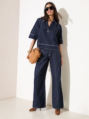 Friends Like These Mid Wash Top Collar Denim Top - Image 3 of 5