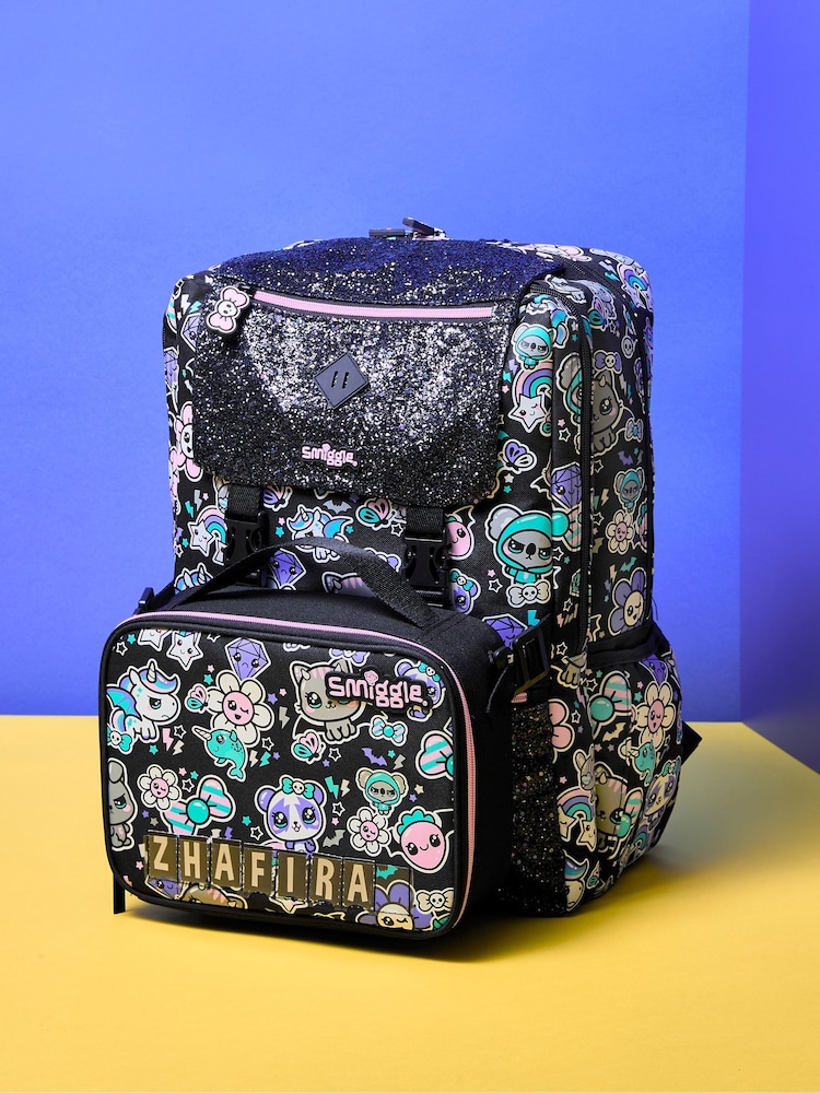 Smiggle Black Trailblazer Foldover Attach Backpack - Image 1 of 7