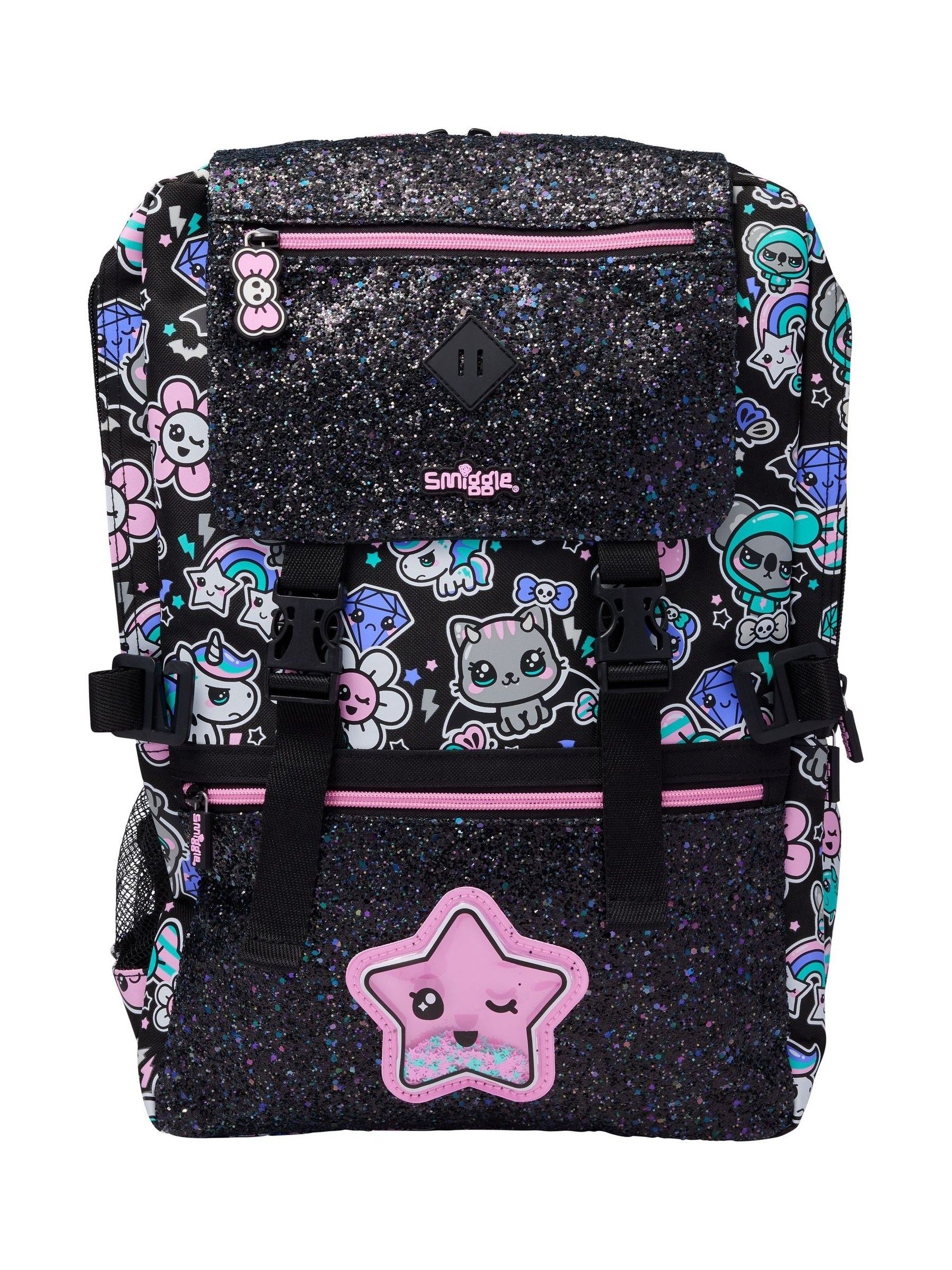 Buy Smiggle Black Trailblazer Foldover Attach Backpack from Next USA