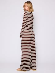 South Beach Brown Stripe Knitted Wide Leg Trousers - Image 2 of 8