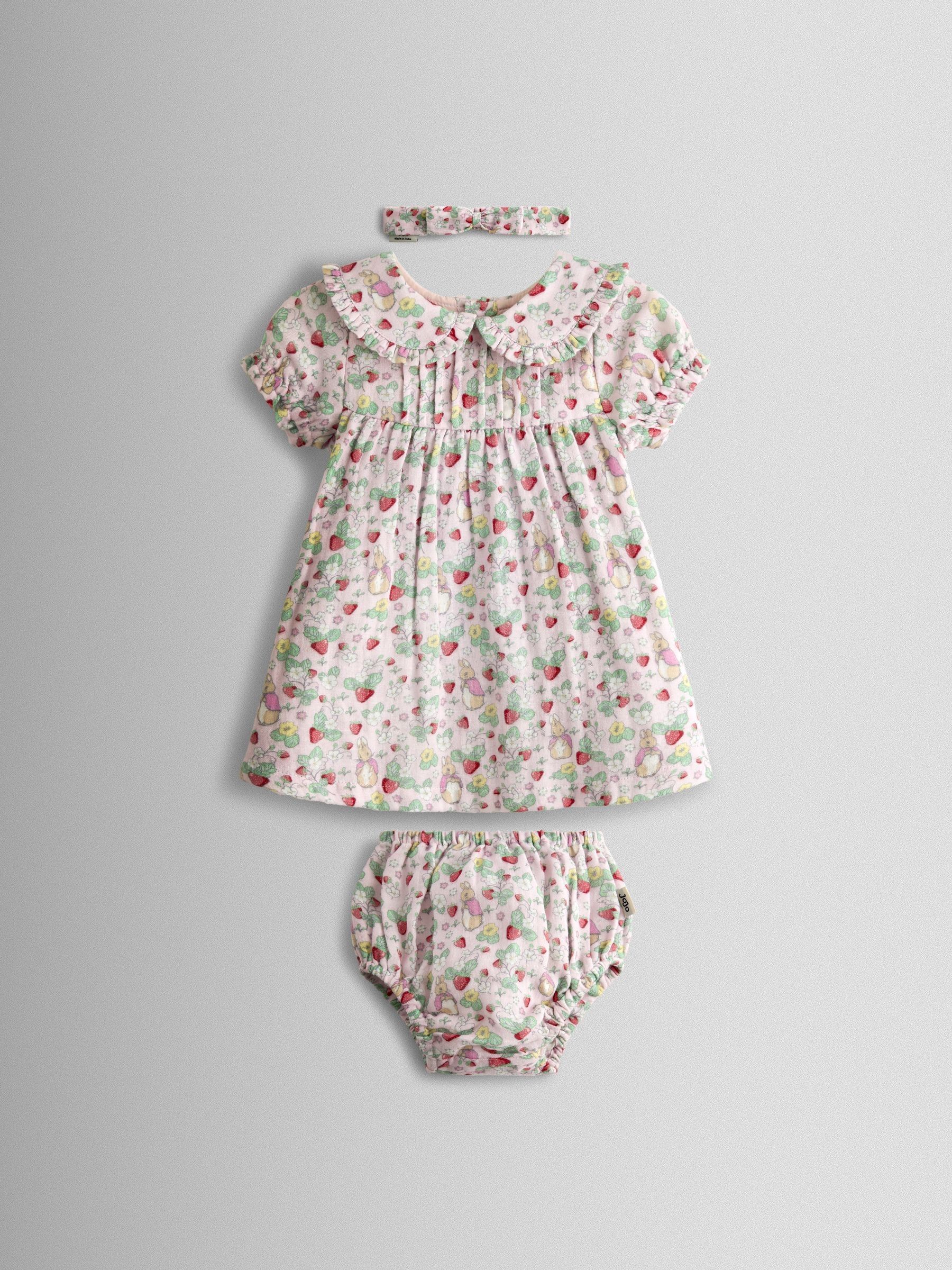 Jojo Maman Bébé Pink Flopsy Bunny Dress, Knicker & Headband Set