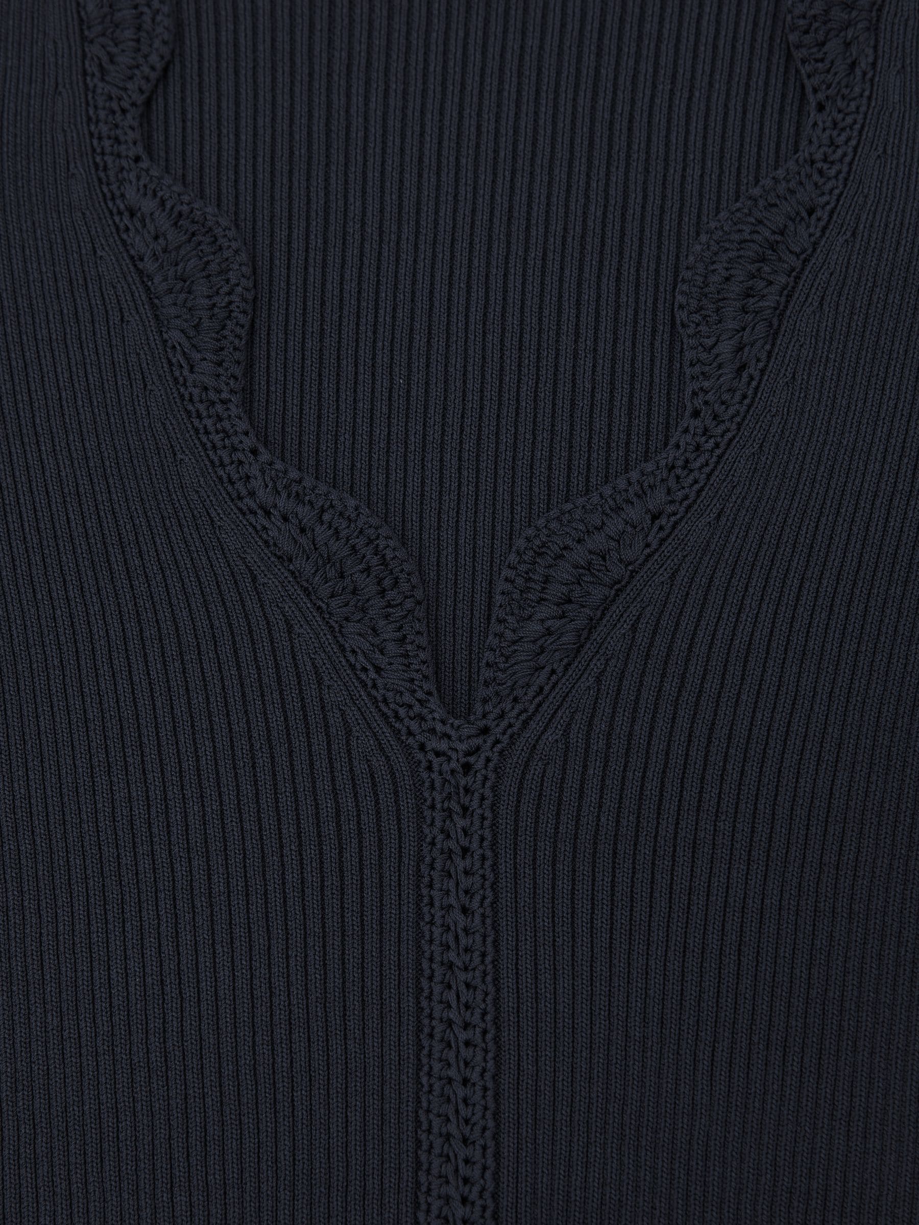 Buy Reiss Navy Lara Crochet-Trim Rib-Knit Top from Next USA