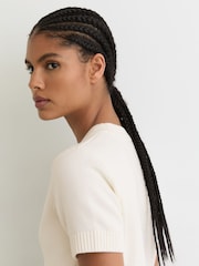 Reiss Ivory Anya V-Neck Short-Sleeve Cardigan Cotton-Wool - Image 4 of 6