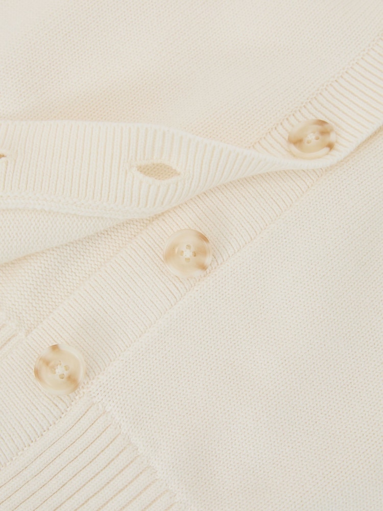 Reiss Ivory Anya V-Neck Short-Sleeve Cardigan Cotton-Wool - Image 6 of 6 Reiss Ivory Anya V-Neck Short-Sleeve Cardigan Cotton-Wool - Image 6 of 6