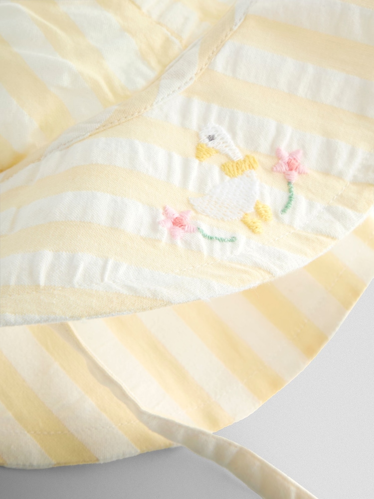 JoJo Maman Bébé Yellow Bunny Embroidered Dress, Knicker and Hat Set - Image 12 of 12