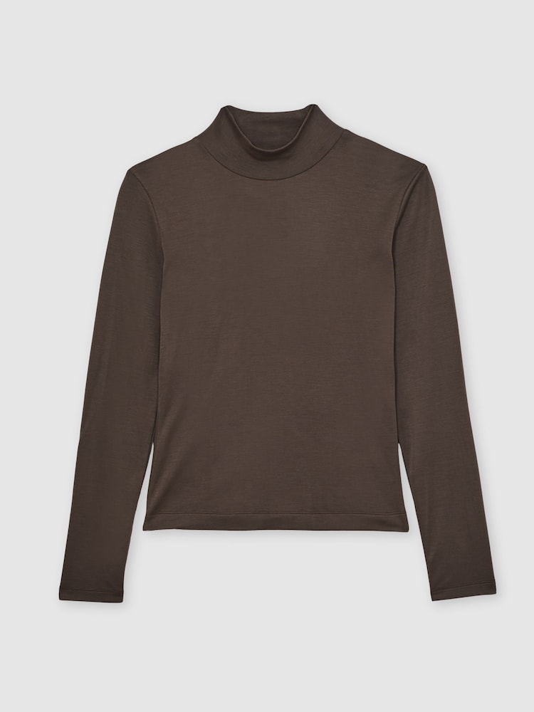 Reiss Khaki Green Molly Lyocell-Blend Funnel-Neck Top - Image 2 of 6 Reiss Khaki Green Molly Lyocell-Blend Funnel-Neck Top - Image 2 of 6