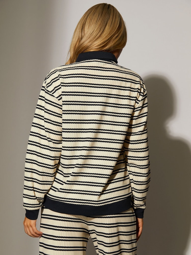 South Beach Blue Stripe Knitted Rubgy Shirt - Image 4 of 4 South Beach Blue Stripe Knitted Rubgy Shirt - Image 4 of 4