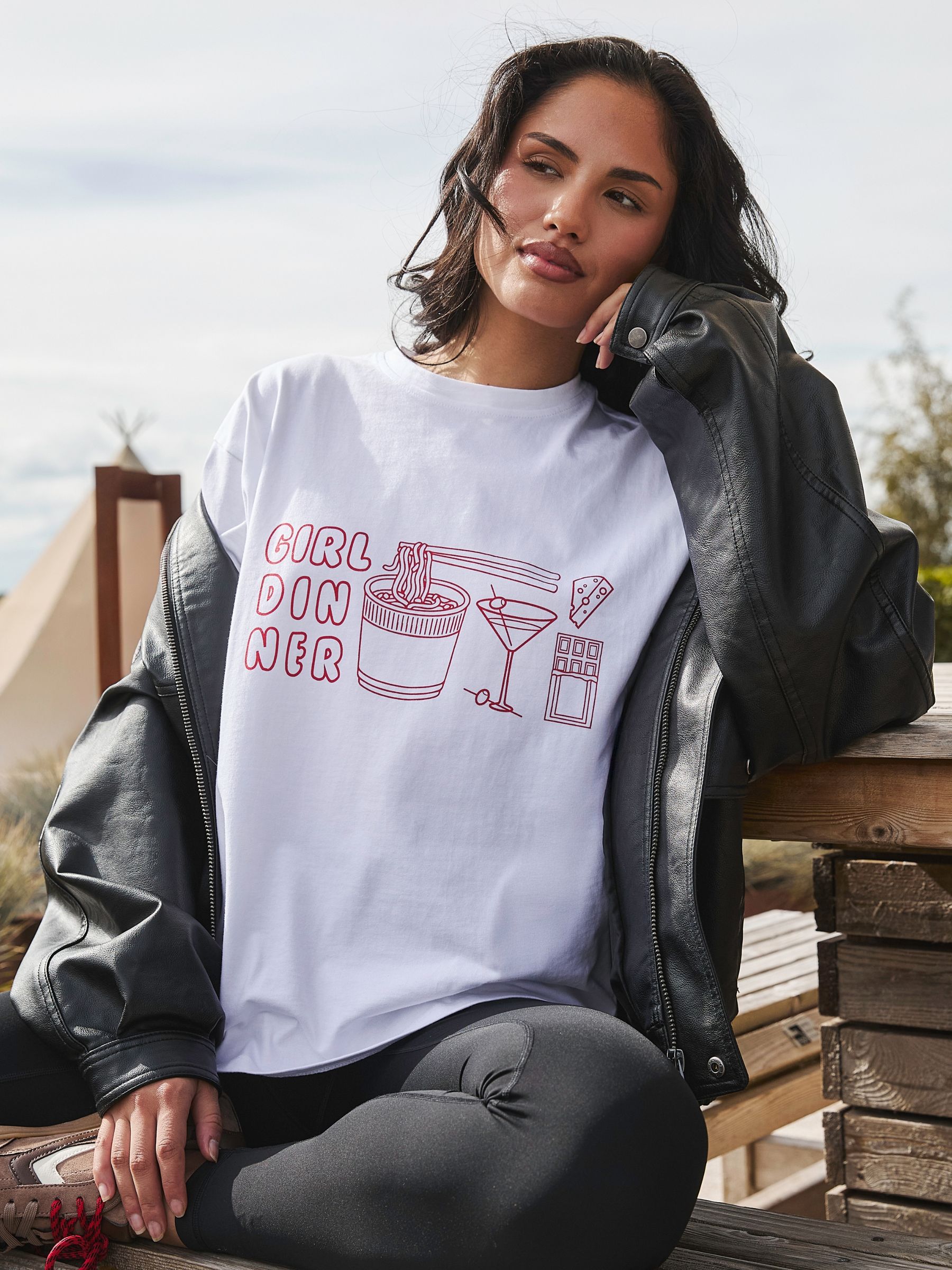 South Beach Women's White Girl Dinner T-Shirt