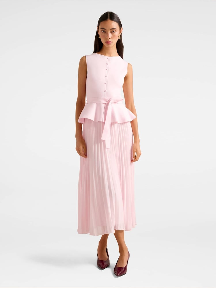 Forever New Luella Pleated Mixed Midi Dress - Imagem 1 de 4