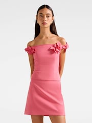 Forever New Pink Faye Applique Bardot Top - Image 1 of 5