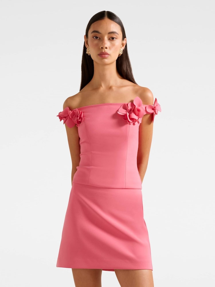 Forever New Pink Faye Applique Bardot Top - Image 1 of 5