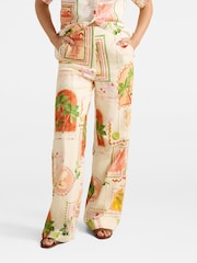 Forever New Cream Contains Linen Ola Wide Leg Joggers - Image 1 of 5
